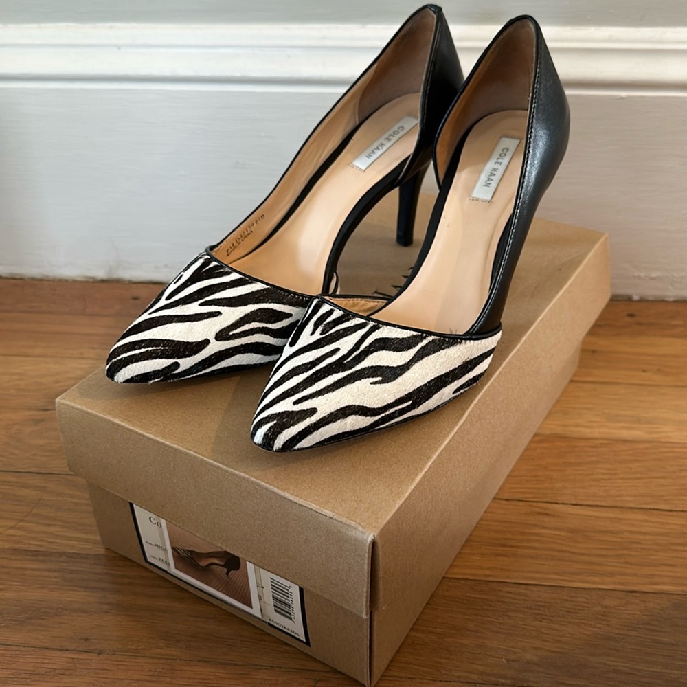 Cole Haan size 6.5 high line zebra pump! Excellent condition